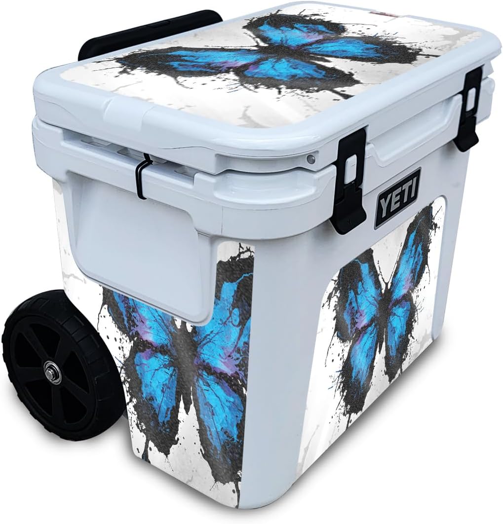 Glossy Glitter Cooler Skin Compatible with Yeti Roadie 32 Wheeled Cooler - Butterfly Splash - Premium 3M Vinyl Protective Wrap Decal Cover - Easy to Apply | Crafted in The USA by MightySkins