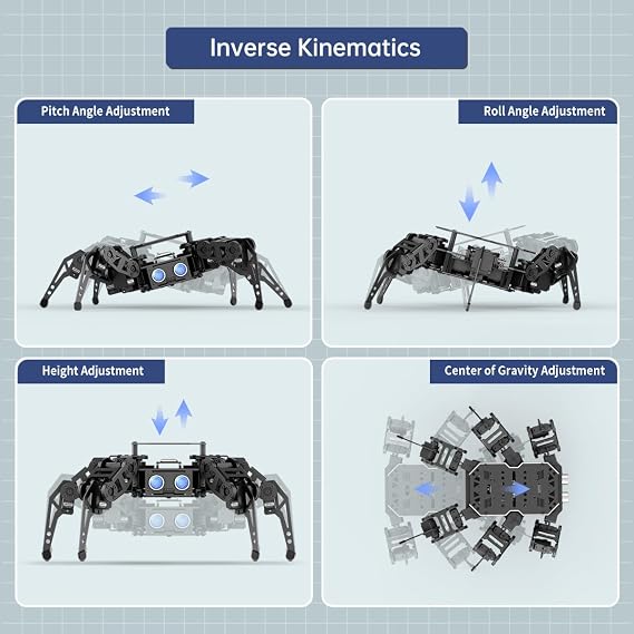 18DOF Hexapod Robot for Arduino Programming, Spider Walking Crawling Self-Balancing AI Vision Voice Control Obstacle Avoidance, STEM Education Open Source Robot with Tutorials, miniHexa Advanced Kit
