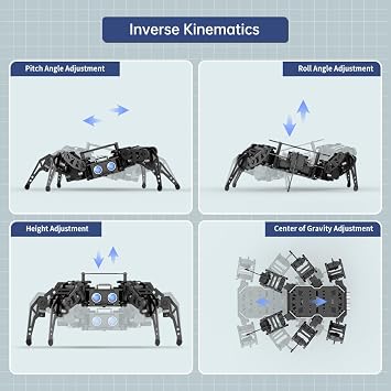 18DOF Hexapod Robot for Arduino Programming, Spider Walking Crawling Self-Balancing AI Vision Voice Control Obstacle Avoidance, STEM Education Open Source Robot with Tutorials, miniHexa Advanced Kit