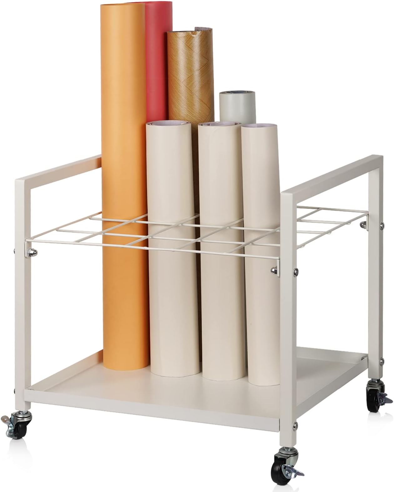 Blueprint Storage Rack Blueprint Holder Metal Blueprint Storage Cart with Wheels 20 Slots Roll File Holder for Home Office School to Storage Blueprint Poster Architectural (White 20 Slots)