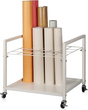 Blueprint Storage Rack Cart, 20 Slots Metal Blueprint Holder with Wheels