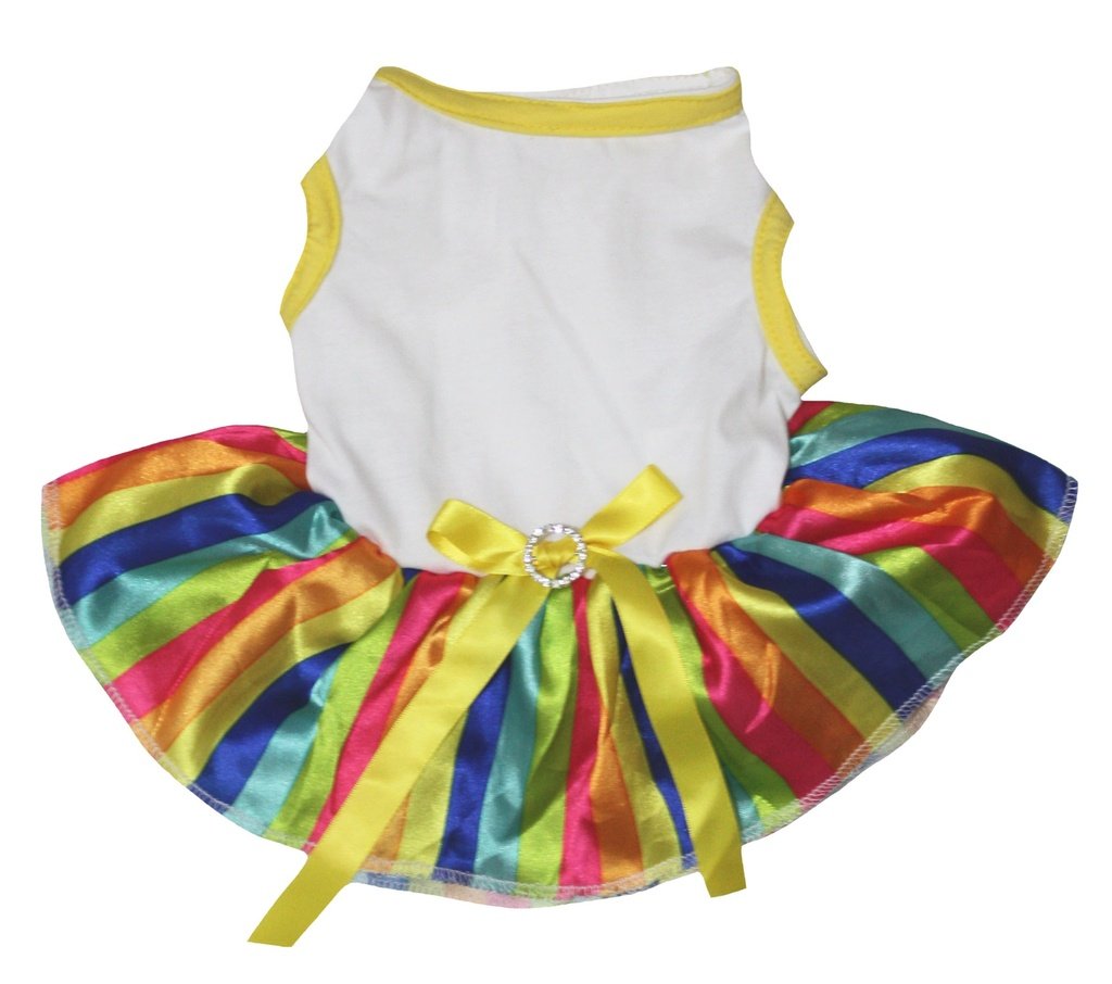 Tutu pour animal domestique de Pâques blanc uni coton rayures chic