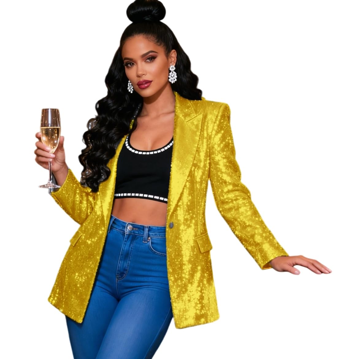 Sequins Blazers Women Glitter Suits Jacket Party Sparkly Cardigan Coat Christmas