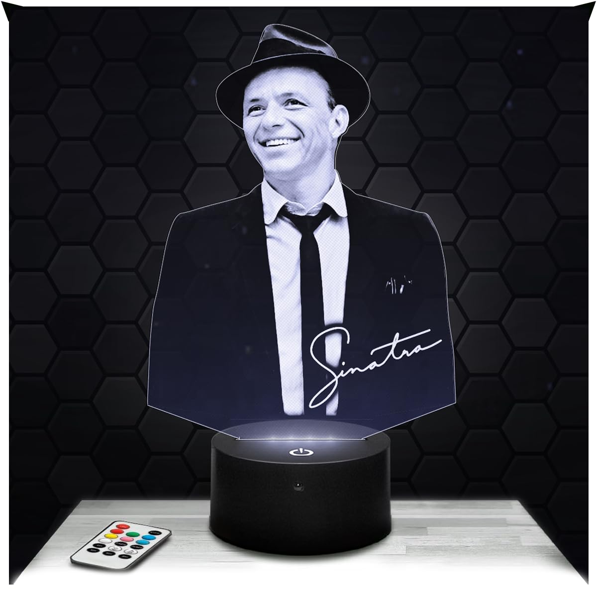 Lampephoto.fr - 3D Lamp Franck Sinatra Singer Actor Cinema, Touch LED Night Light, 3D Hologram Effect, Christmas Birthday Gift Idea for Men Women, Bedroom Decoration Object
