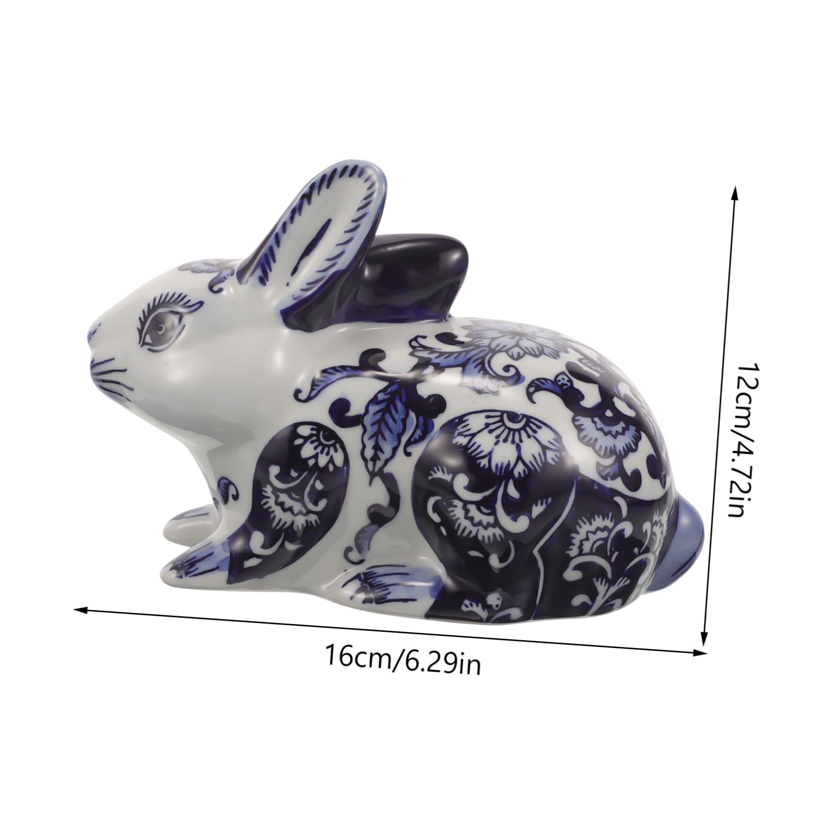 Alipis Statua Di Coniglio in Ceramica Blu e Bianca Decorazione Da Tavolo Forma Di Coniglietto Ornamento Creativo Per Stanza Dormitorio o Cassettiera