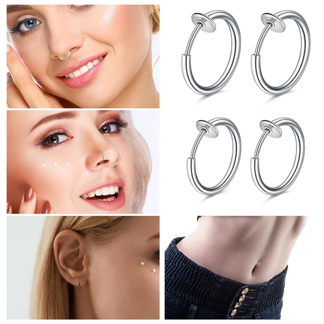 SUNIBI Orecchini a clip per orecchio in acciaio inossidabile Donne Piercing finti Polsino per orecchio color oro Orecchino per cartilagine senza gioielli di perforazione  36