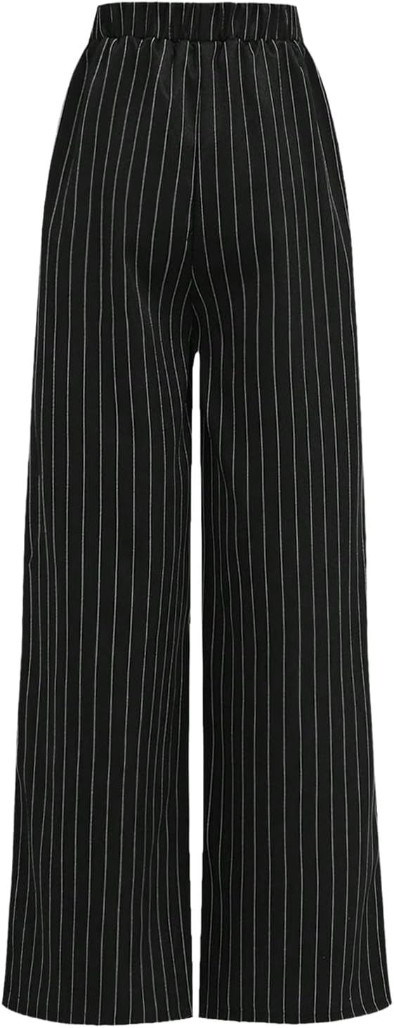 Floerns Girl's 2 Piece Outfits Elegant Striped Sleeveless Suit Vest & Long Elastic Casual Pants Set - Image 5