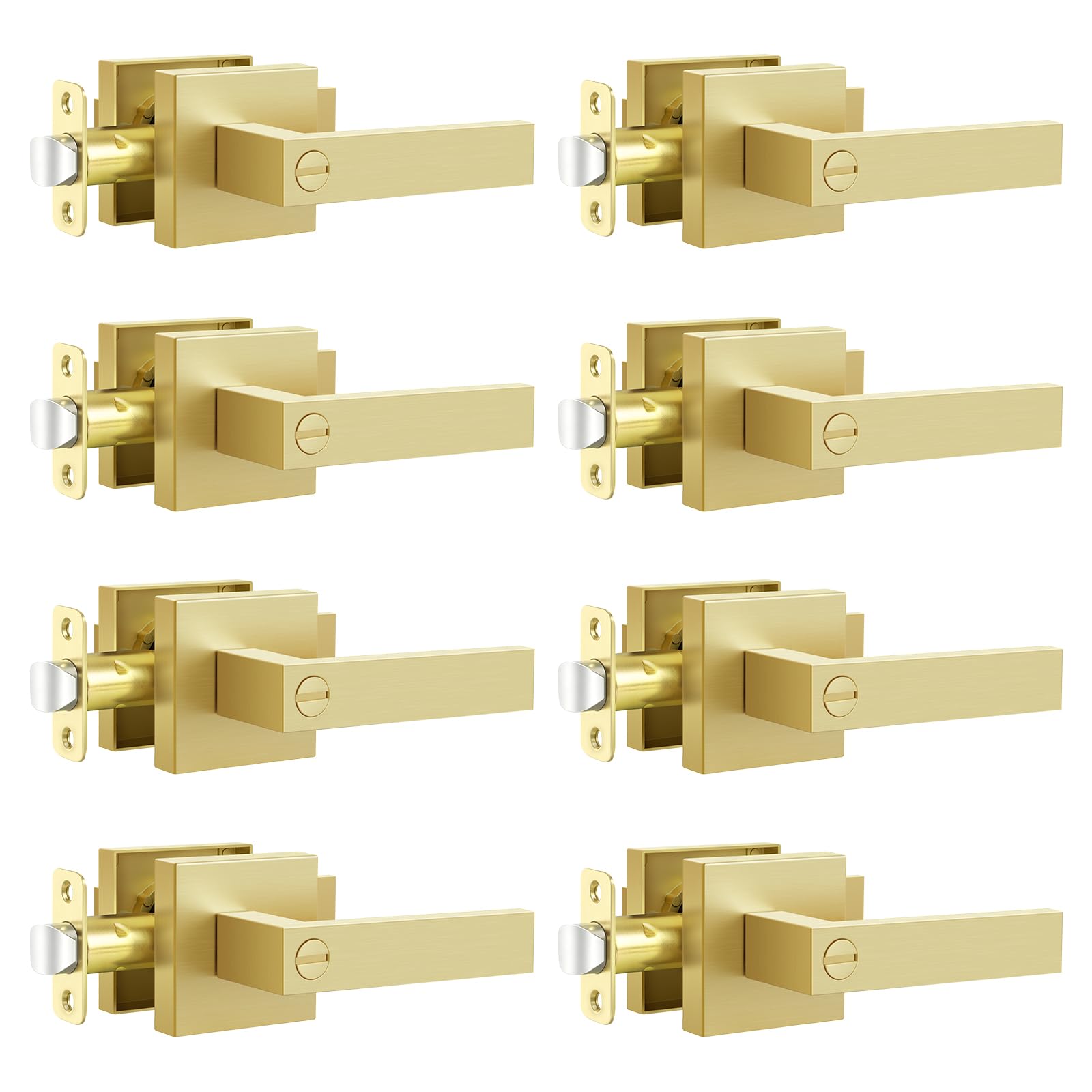 Gold Door Knobs - Keyless Privacy Handles -10