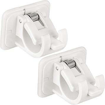 Grab Kart Self Adhesive Curtain Holder Bracket Without Drilling, Curtain Rod Bracket for Door and Window Heavy Duty Curtain Rod Holder Sticky Hook for Bathroom Wall Kitchen Home (Curtain Pole Bracket - 2 Pcs), White