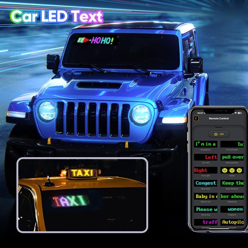 Flexible Devil Eyes Light for Windshield,LED Sign for Car,LED Digital Panel with Animations, Remote Control & Bluetooth APP for Cars,SUVs,Trucks(14.6'' * 3.6'') - Image 4