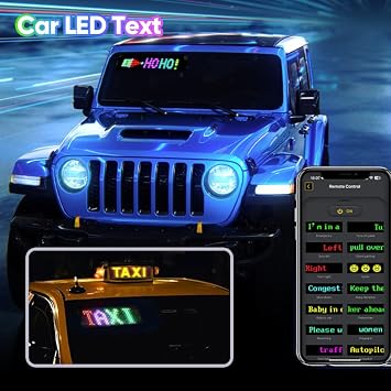 Flexible Devil Eyes Light for Windshield,LED Sign for Car,LED Digital Panel with Animations, Remote Control & Bluetooth APP for Cars,SUVs,Trucks(14.6'' * 3.6''-1PCS)