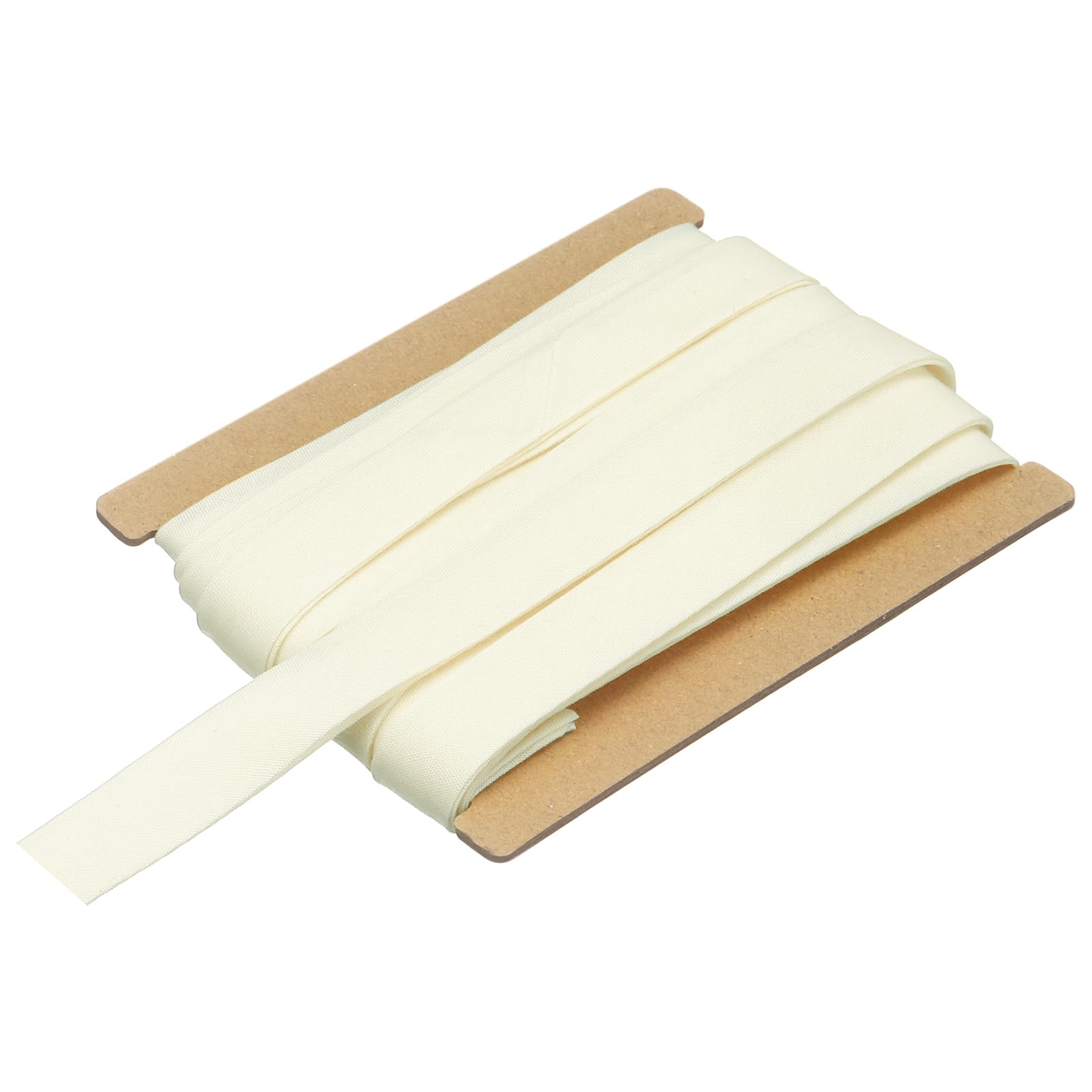 sourcing map 5/8 Inch Double Fold Bias Tape, Polyester Continuous Bulk Bias Tape for Sewing, Seaming Quilting Hemming Binding Crafts (Beige White 6 Yards)
