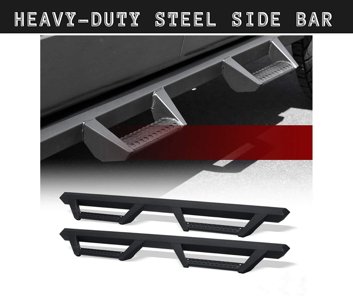 Hoop Drop Side Step Nerf Bars Matte Black 2005-2019 For Toyota Tacoma Access Cab