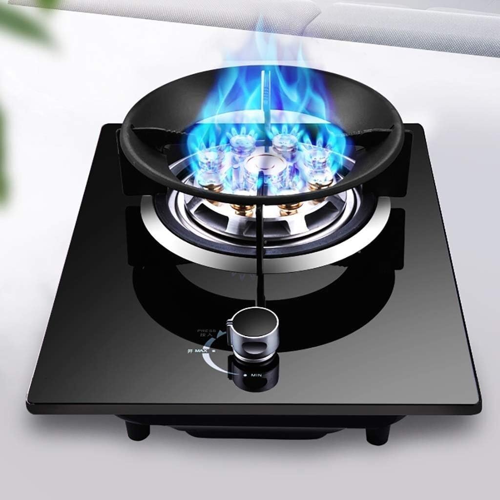 Gas cooktop Desktop Gas Stoves Gas Desktop/Embedded Gas Burner Stove Single Gas Cooktop with Automatic flameout Protection and Pulse Ignition -3.8KW Fierce Firepower (Silver1,LPG)