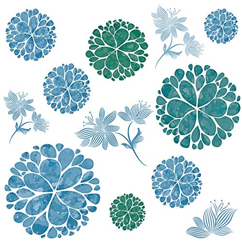 Vinilos decorativos de flores azules 3D para pared, paquete de 4