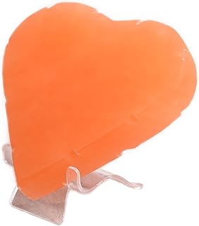 CNYANFEI 6” Large Peach Selenite Crystal Heart Shape Orange Selenite Heart Healing Stone Big Selenite Slab Heart with Stan...