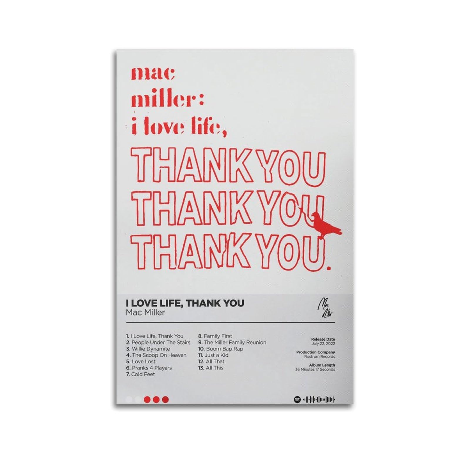 FDRPMHC Mac Miller Canvas Wall Art Decor Living Room Modern Family Bedroom 12x18inch(30x45cm) Unframe-style