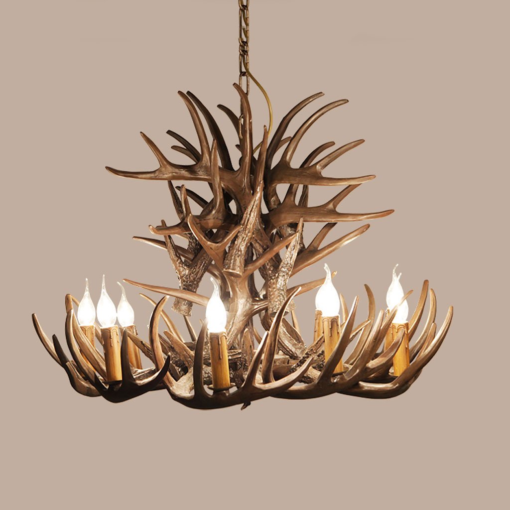 SYAXVOM & Perfect ** - Antlers American Country Living Room Dining bar Retro Lamps Mediterranean Personality Creative Antler Chandelier (only Material is PVC)