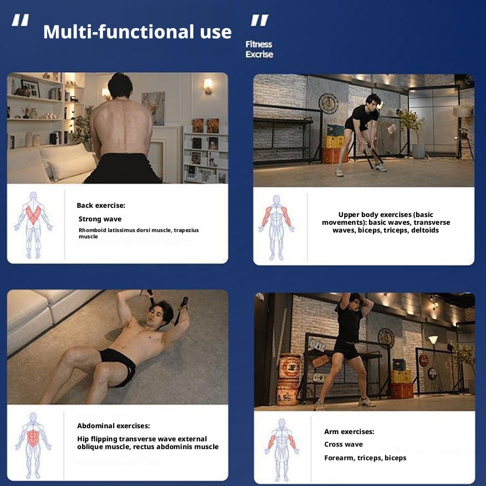Cuerdas de batalla inalámbricas sin cuerda para gimnasio en casa, cuerdas de batalla de ejercicio portátiles, cuerda de entrenamiento pesada para entrenamiento HIIT, cardio y fuerza, equipos de