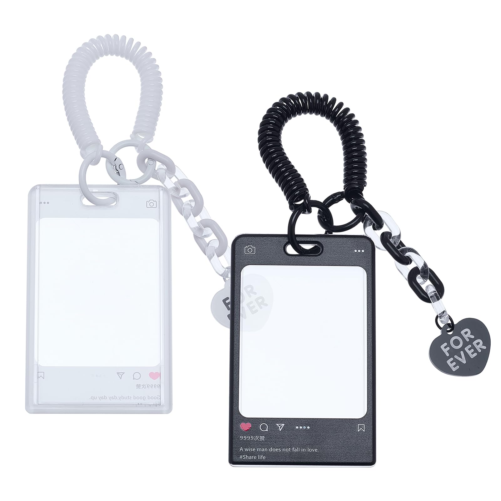 NICENEEDED 2PCS Photocard Holder Keychain ID Badge Holders Photocard Sleeves with Lanyards Display Holder for Bus Card Credit