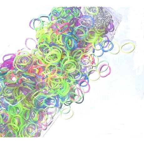 600Pcs Rainbow Rubber Band Bracelet Loom Refill Pack with 24 Glow Sticks