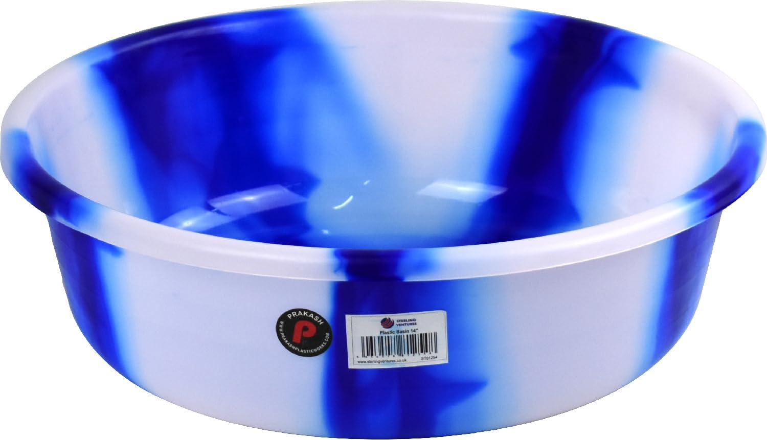 Tie-Dye Colour Plastic Round Wash Basin (Blue, 8L 14" Approx)