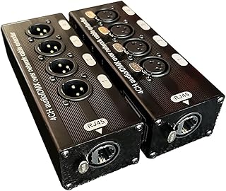 yilin 2PCS 4-Channel 3-Pin XLR Audio And DMX Over Network Cable Extender DMX512 Network Signal Extender Black