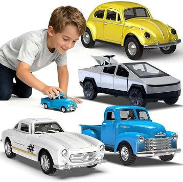 Little Blue Truck Toys for Kids Ages 2 3 4 5 6 7 8 Year Old Boys Girls, 132 Alloy Kids Car Toys, with Pull Back Model Cars diecast Cars Toddlers Race playsets Birthday Set