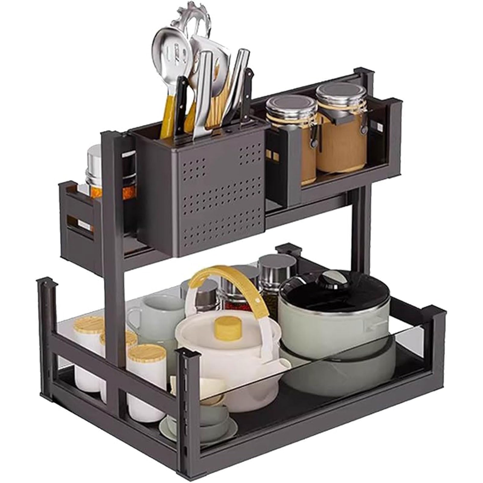 Organizador extraíble de gama alta en acero al carbono reforzado para cocina