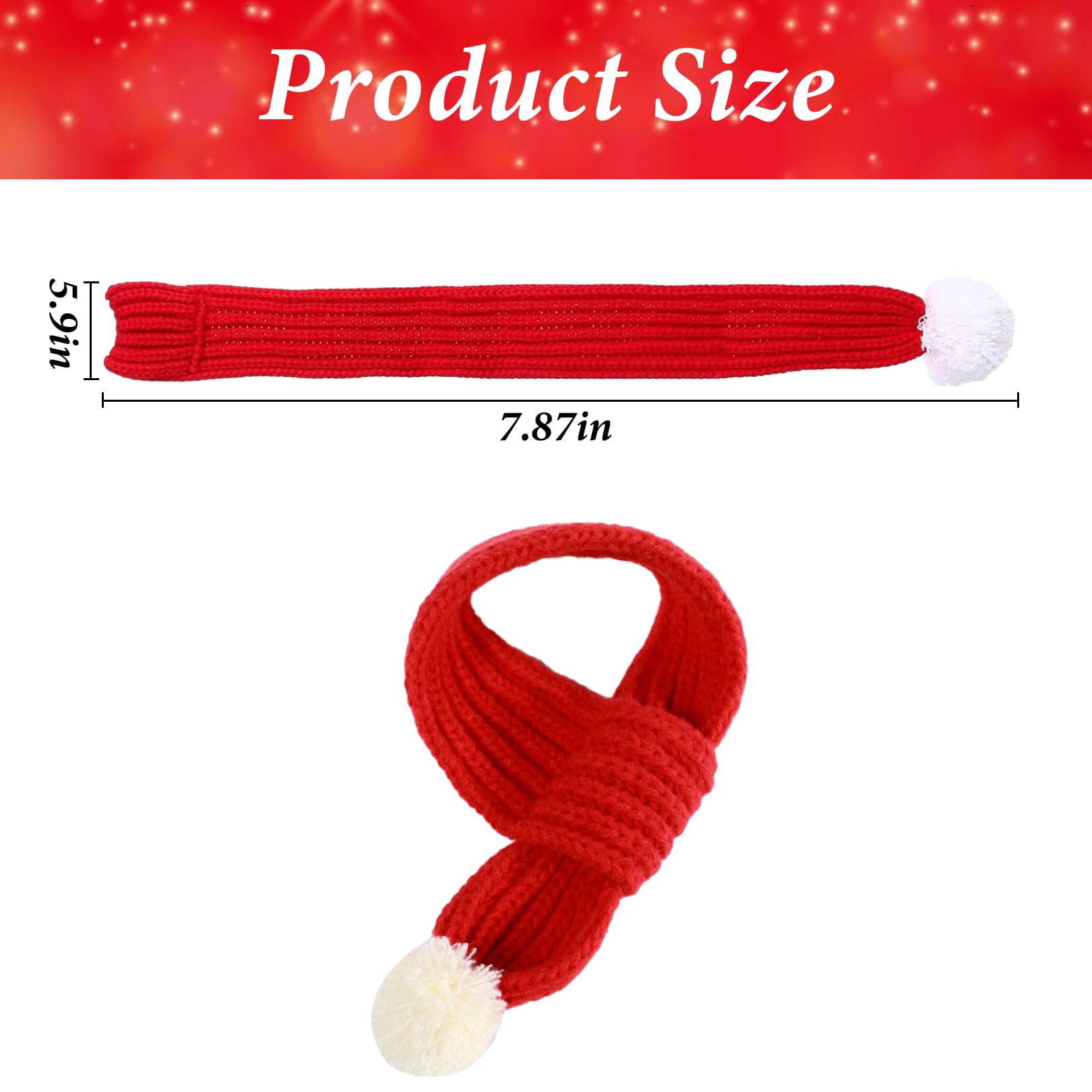 1Pcs Cat Dog Christmas Outfit, Knitted Red Scarf - Image 2