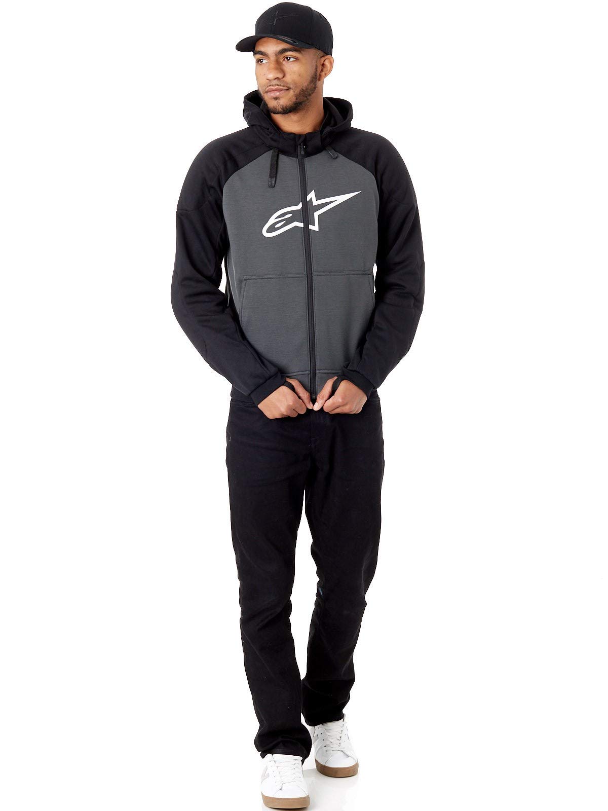 Alpinestars Men’s Chrome Sport Anthracite, Black and White Hoodie - 3X-Large