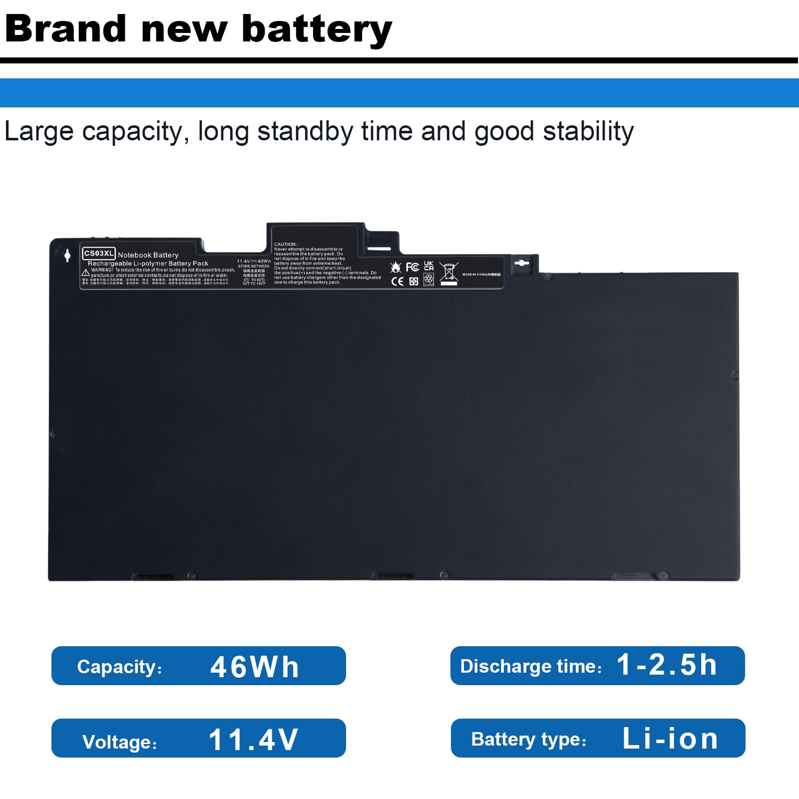 ASUNCELL 11.4V/46Wh CS03XL Batería del Ordenador portátil para HP EliteBook 745 755 840 850 G3 G4 848 G3, ZBook 15u G3 G4 Mobile Workstation mt42 mt43 Mobile Thin Client, CS03 CS03XL CSO3 CSO3XL