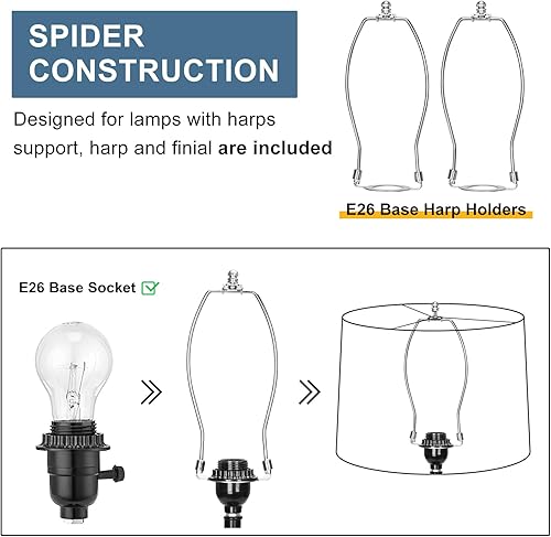 Miniatura 19 de Juego de 2 pantallas de lámpara azules para lámparas de mesa, lámparas de pie, 11.6 pulgadas superior x 12.6 pulgadas inferior x 9.8 pulgadas