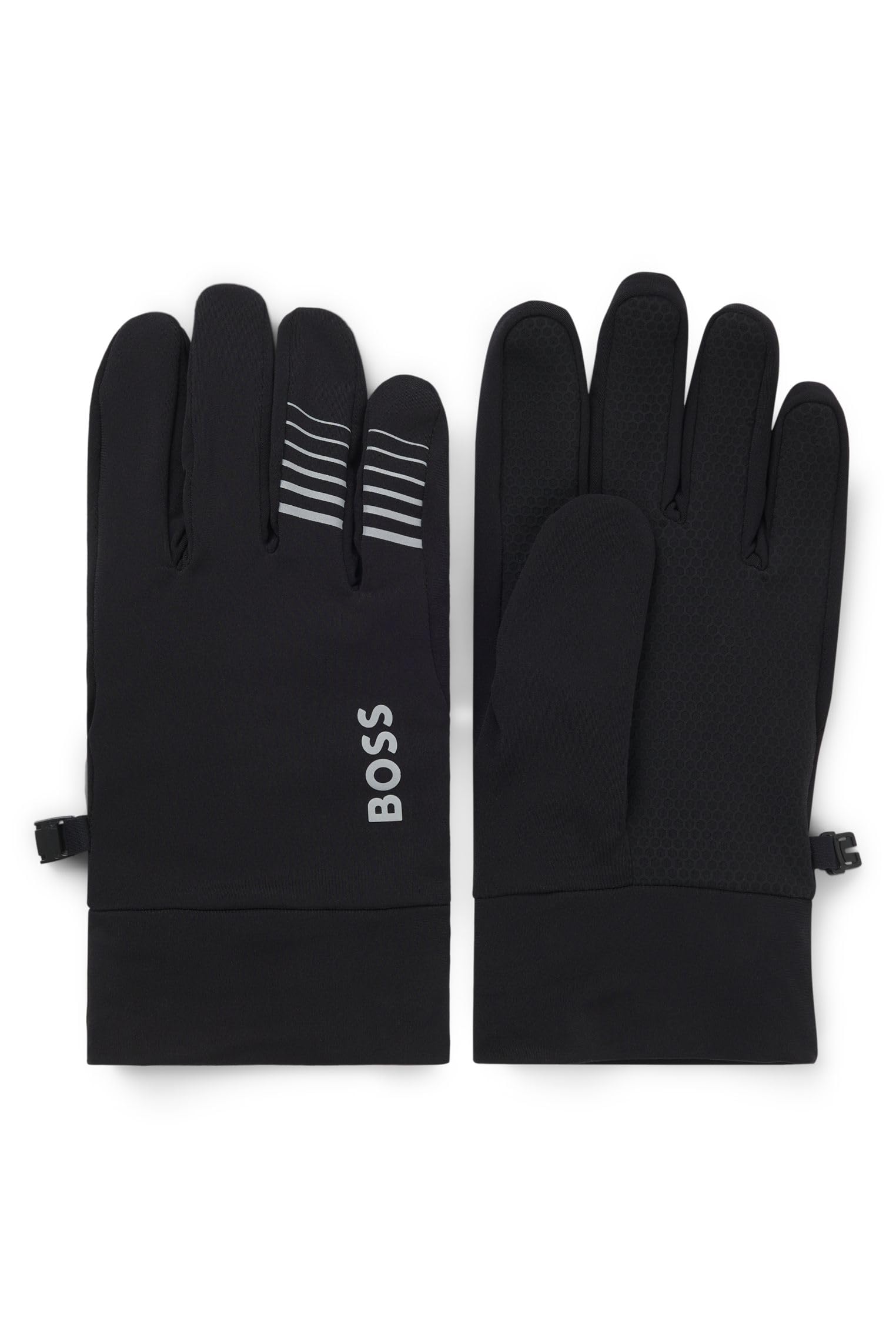 Boss Hommes Running-Gloves-4 Gants de Course en Polaire Stretch