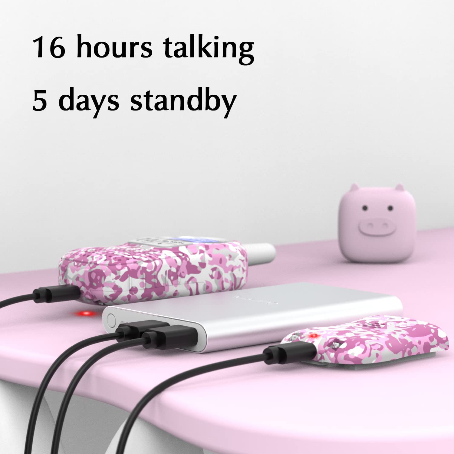 QNIGLO Q168Plus Camuflaje Walkie Talkie para Niñas, Comunicación Bidireccional 2Km Largo Alcance, Jugar&Aventura al Aire Libre,Juguetes Regalos para Niños, con Baterías de Litio(Camuflaje_RosaAzul)