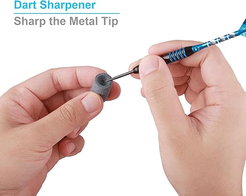 Miniatura 5 de Deetenks Juego de 3 dardos de punta de acero de 0.78 oz de dardos de punta de metal, kit profesional de dardos de metal con afilador, kit de