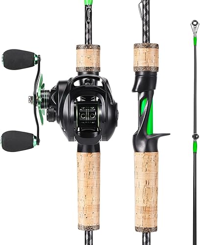 Sougayilang Combo de carrete de caña de pescar, acción rápida, 2 piezas, caña de pescar con carrete de cebo