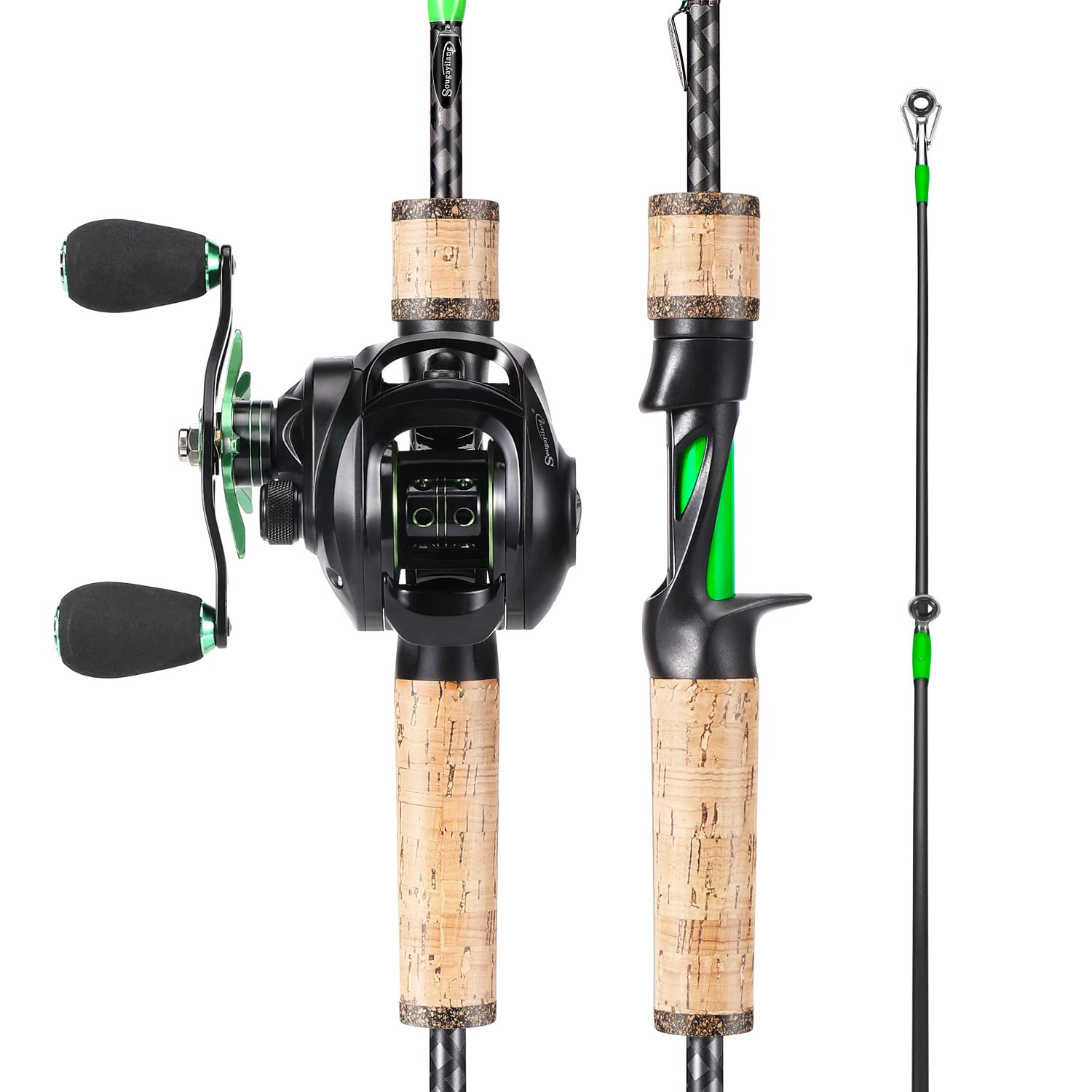 black beauty fishing pole B'n'M Blacl183w Diamond Jig 18ft 3pc Weighted Handle test line Trolling Rod Black Beauty Fly