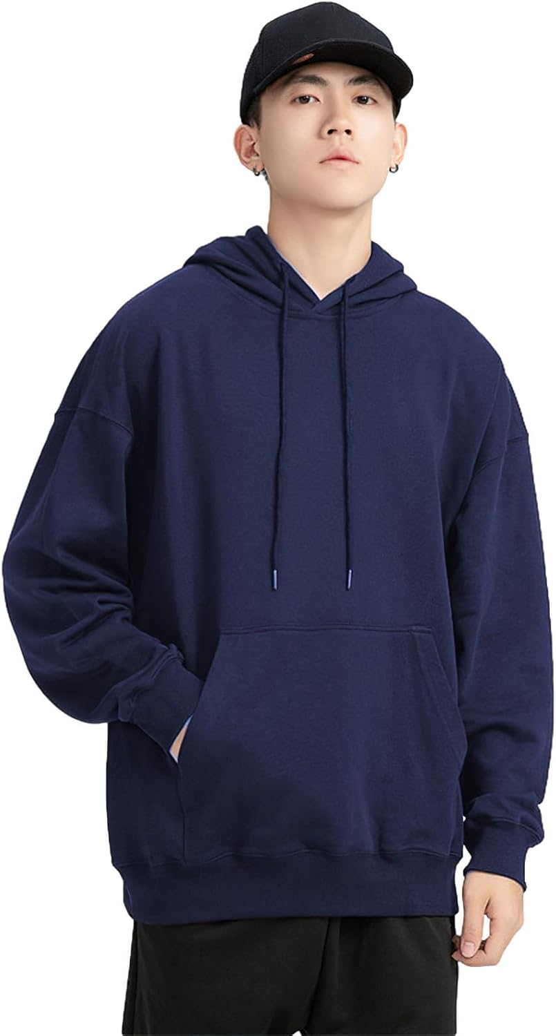 ANUFER Unisex Mens Womens Velvet Lined Cotton Pullover Hoodies Casual Plain Sweatshirt Jumper