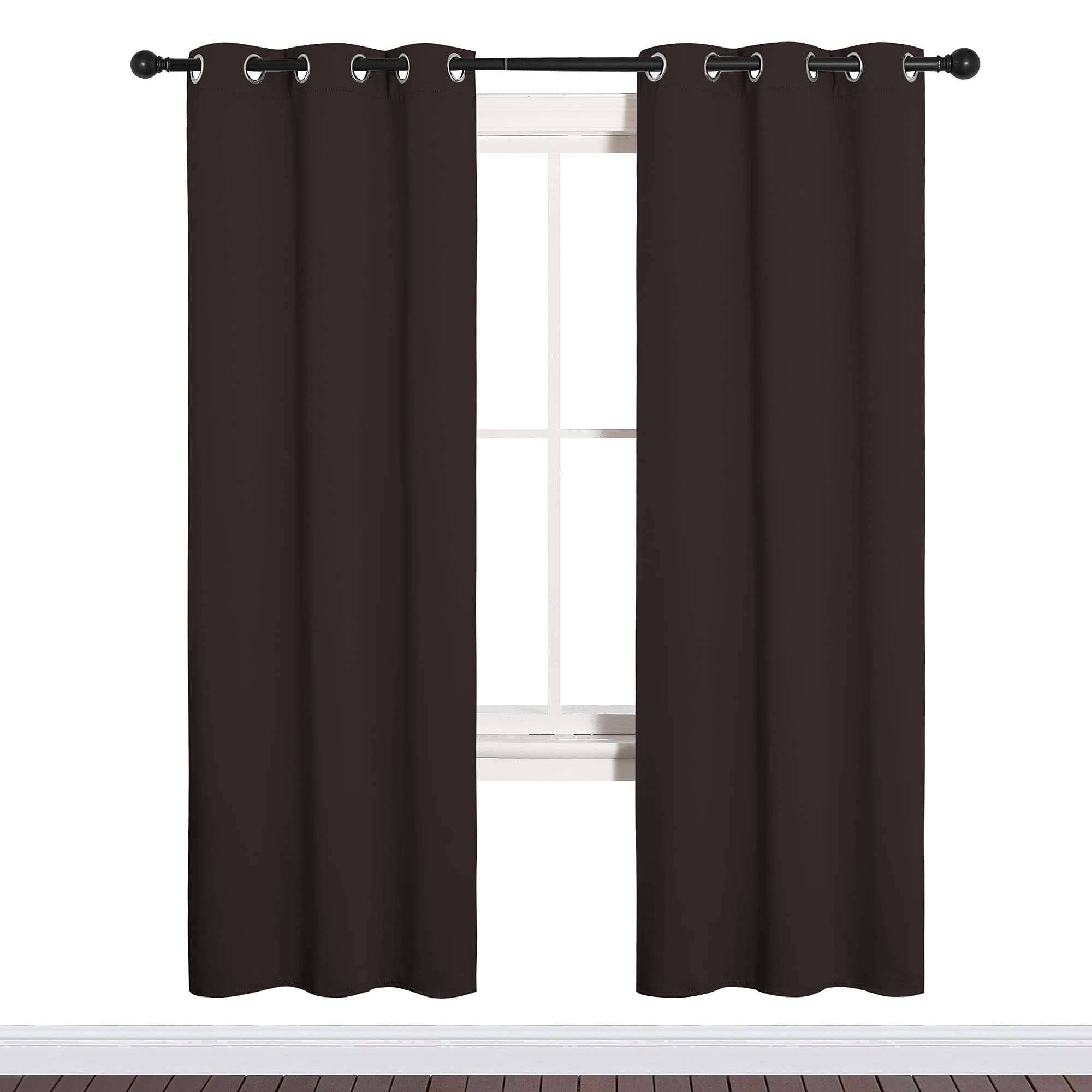 NICETOWN Blackout Curtain Panels for Bedroom Window, Triple Weave Microfiber Energy Saving Thermal Insulated Solid Grommet Blackout Draperies and Drapes(One Pair, 34 inches by 72 inches, Toffee Brown)
