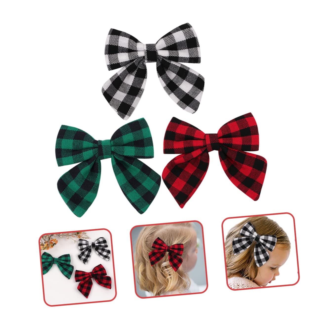 ibasenice 12pezzi Fermagli Per Fiocco Per Bambine Fermagli Decorativi Stile Quadretti Leggeri e Comodi Per Compleanni e Occasioni Speciali