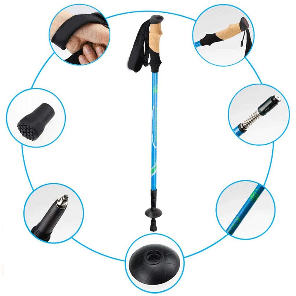 Kije trekkingowe Nordic Walking System antywstrząsowy Ultralekkie teleskopowe kije trekkingowe do wędrówek, biwakowania, wspinaczki górskiej, wędrówek, trekkingu (kolor: czarny