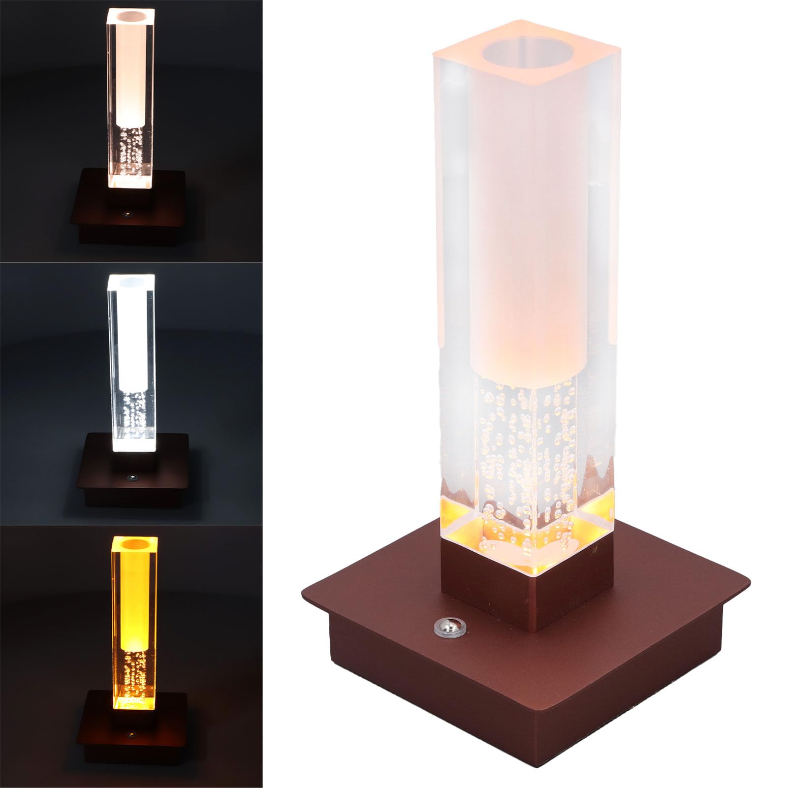 Lámpara de Mesa Inalámbrica LED, Control Táctil Recargable, IP54, Resistente Al Agua, Atenuación Continua, Luz Decorativa de Escritorio para el Hogar y Al Aire Libre (BROWN) (BROWN)