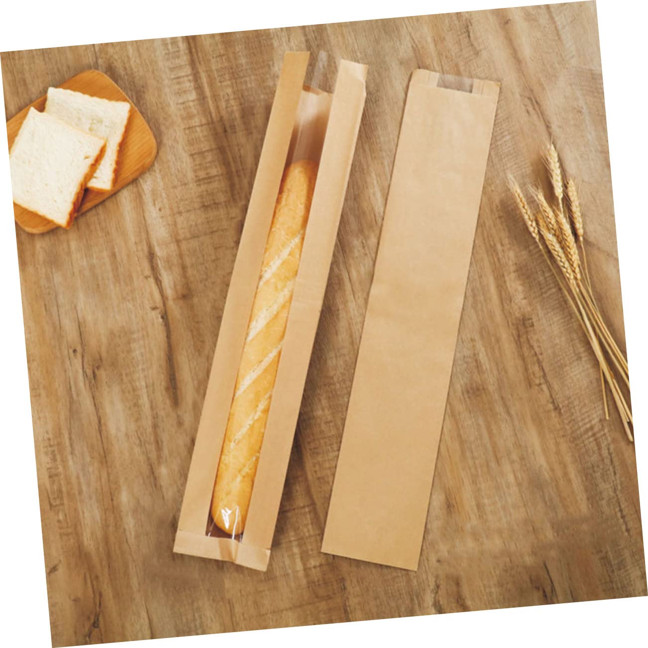 50 Stück Kraftpapier Brottüten mit Durchsichtigem Fenster Lebensmittelechte Papiertüten für Brotaufbewahrung Wiederverwendbare Verpackungstaschen für Bäckerei und Snacks