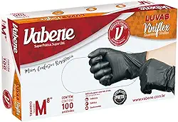 Luva Sem Pó Viniflex Preta Descartavel Caixa com 100 Unidades (M)