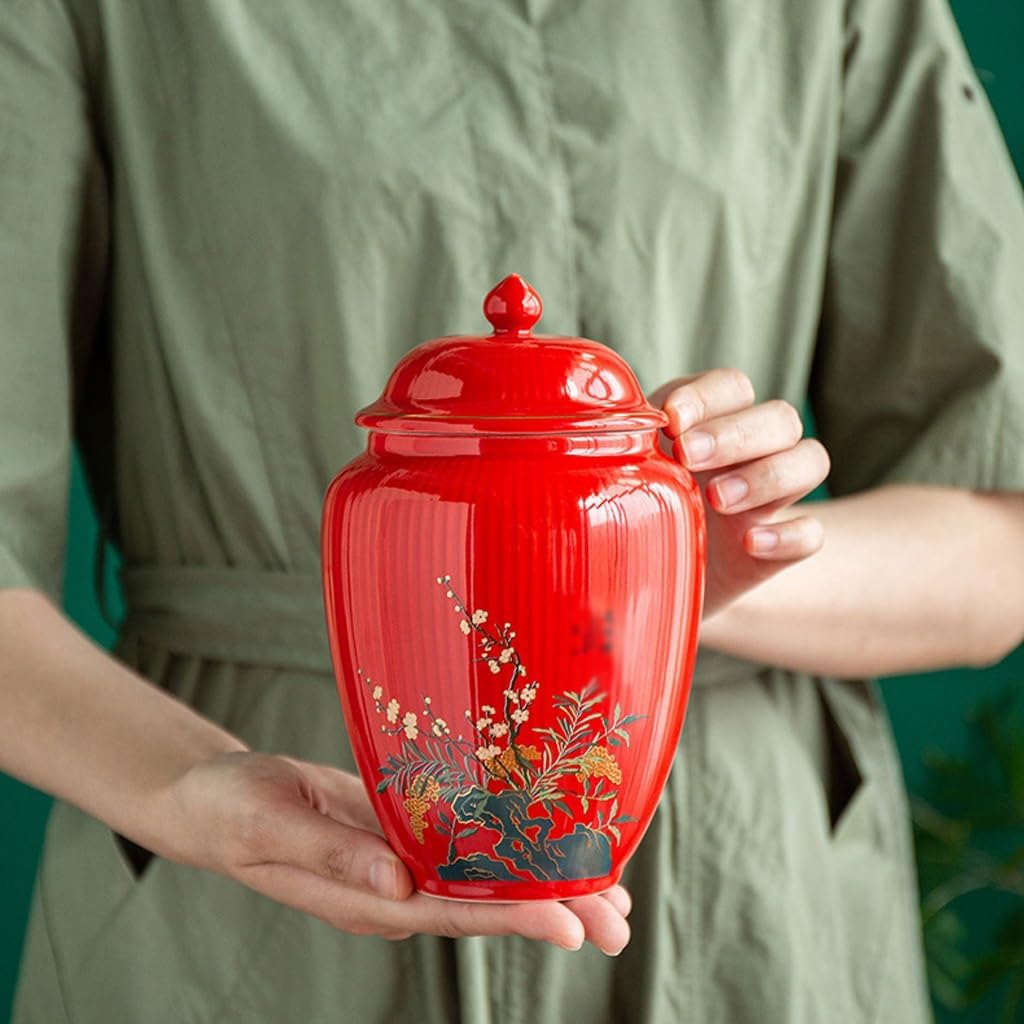 SONGCHAO Sugar Jar Tea Storage Jars, Ceramic Sealed, Black and Green, Home Decoration Ornaments Tea Canister