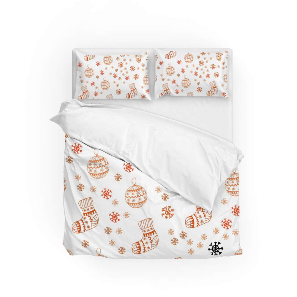 Housse de couette orange clair flocons de neige ultra douce | Finis les draps décolorés