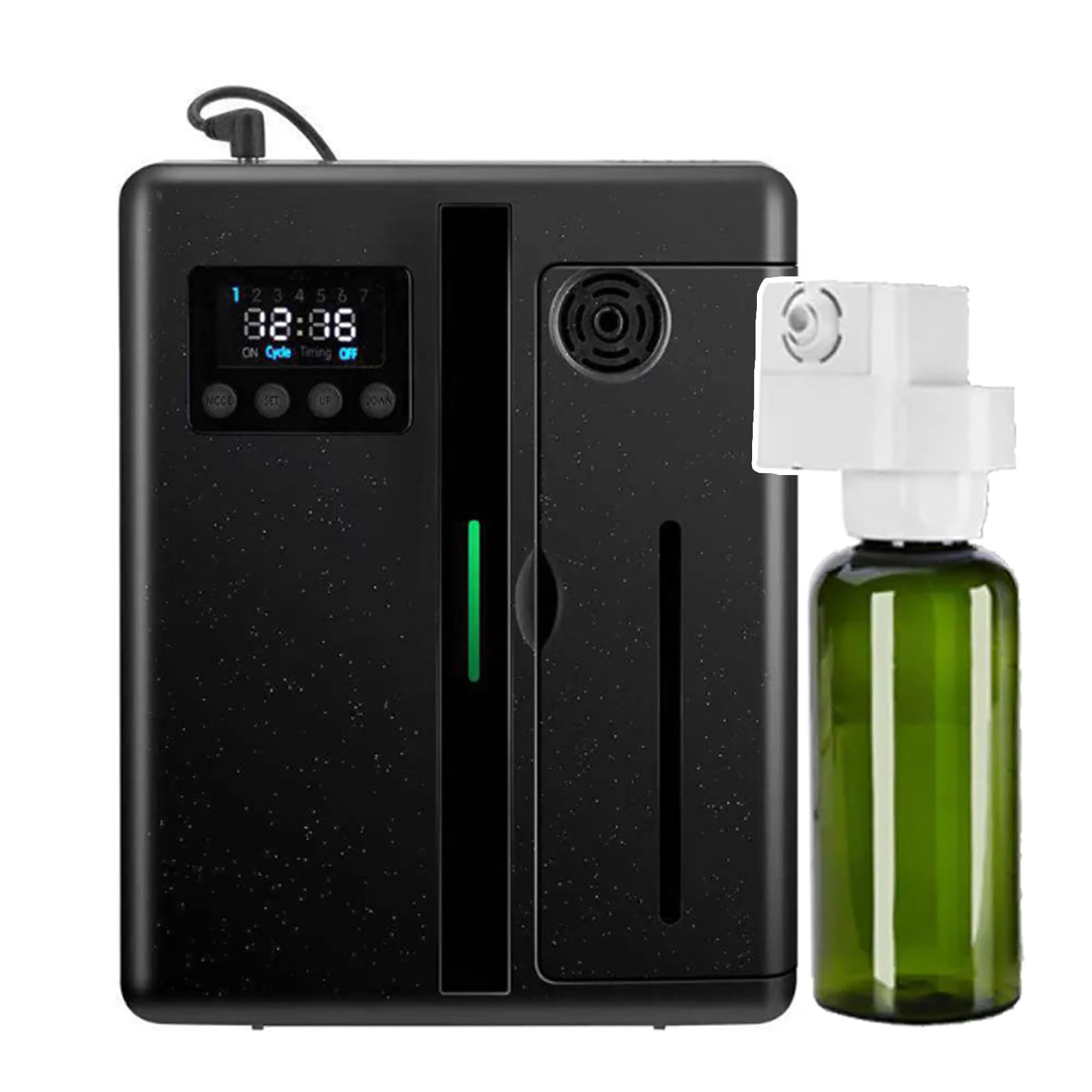 Difusor de aroma con control Bluetooth, capacidad de 160 ml, ventilador integrado, función de temporización, cobertura de 200-300 m³, ideal para uso doméstico, oficina y hotel