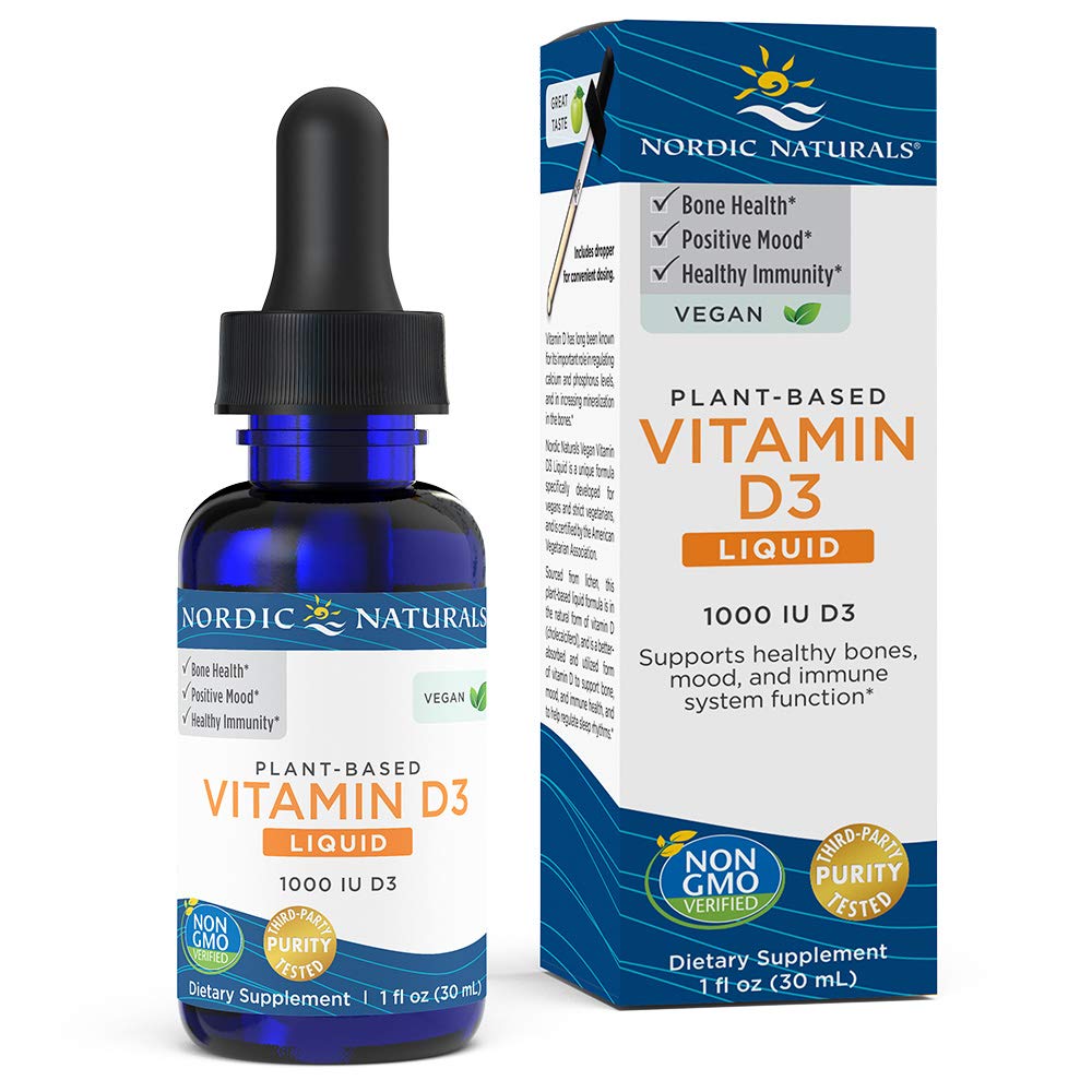 Nordic Naturals Plant-Based Vitamin D3 Liquid - 1 oz - 1000 IU Vitamin D3 - Healthy Bones, Mood & Immune System Function -...