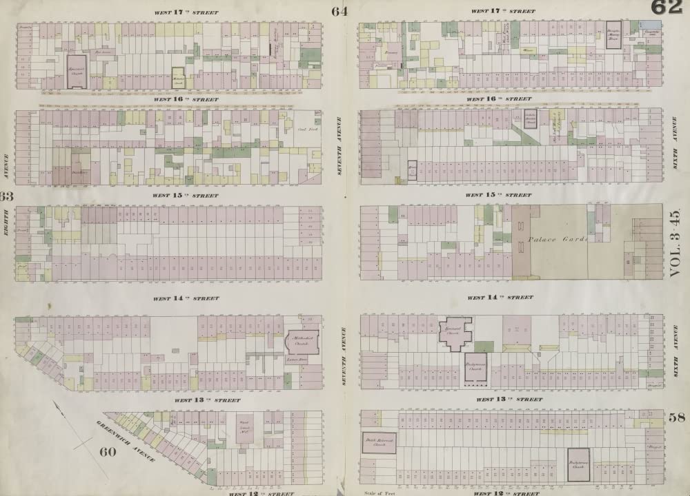 Puzzle de 1000 pièces - 1857-1862 - Carte de New York Plate 62 : Carte bordée par West 17th Street, Sixth Avenue, 12th Street, Gree